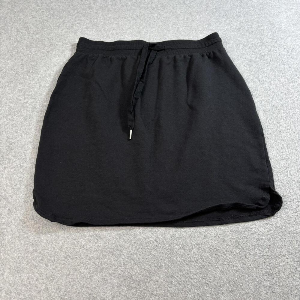 Daily Ritual Skirt Womens Small Black Drawstring Mini Jersey Elastic Waist Comfy